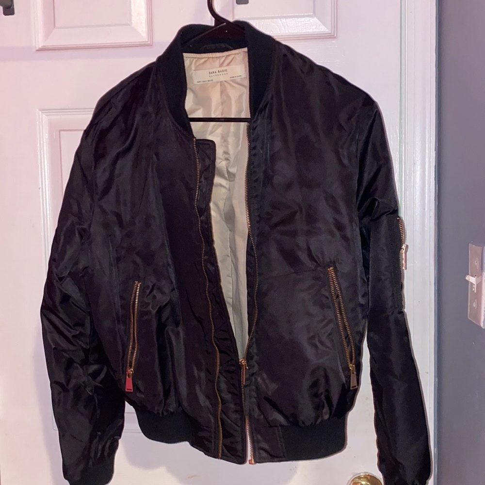 Zara black bomber jacket